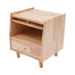 2-Tier Rubberwood Bedside Nightstand with Drawer, Glass Storage Cabinet, Flip-Top Door & Anti-Slip Feet for Bedroom & Living Room