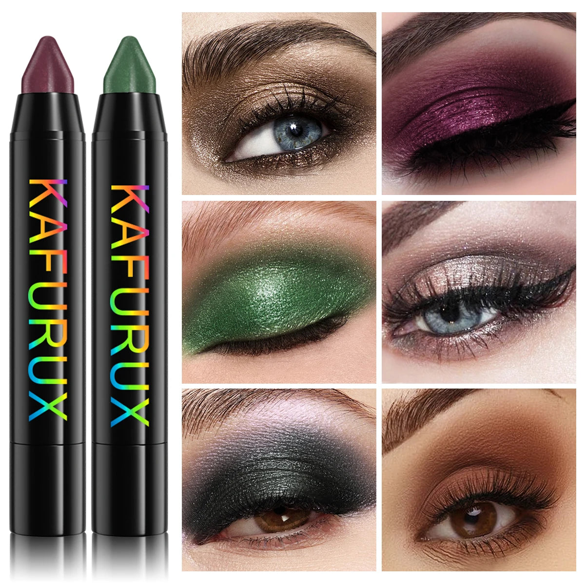 6-Piece Eyeshadow & Eyeliner Pencil Set, Matte & Pearlescent Shimmer, Waterproof Long-Lasting Eye Makeup