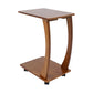 C-Shaped Solid Wood Side Table with Wheels – Portable Rolling TV Tray & Laptop Desk for Couch, Bedside & Small Spaces