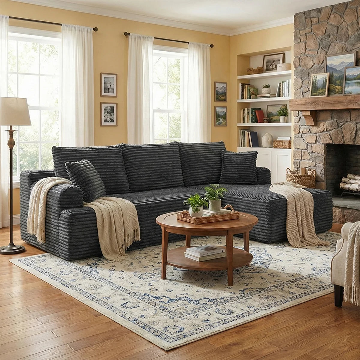 95-Inch L-Shaped Modular Sofa – Modern Boneless Sectional Couch with Comfortable Foam Seating, No Assembly Required