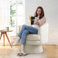 360° Swivel Barrel Accent Chair with Armrests – Modern Curved Back Upholstered Lounge Chair for Living Room & Bedroom