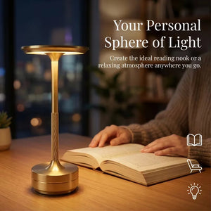 Portable Rechargeable LED Table Lamp, Stepless Dimming, 3 Light Colors, Touch Control, USB-C Charging, Aluminum Alloy Body and Anti-Slip Base