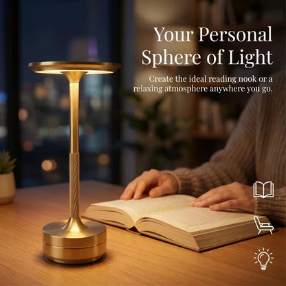 Portable Rechargeable LED Table Lamp, Stepless Dimming, 3 Light Colors, Touch Control, USB-C Charging, Aluminum Alloy Body and Anti-Slip Base