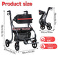 All-Terrain Rollator Walker with Seat for Seniors & Adults, Large Rubber Wheels, Lightweight Foldable Frame, Adjustable Height