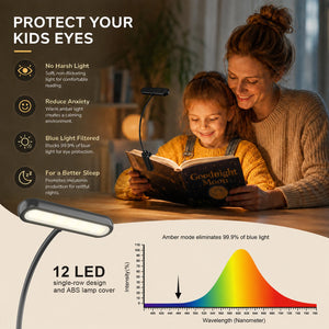 USB Rechargeable LED Book Lights, Set of 2, 3 Color Modes, Flexible Gooseneck, Clip-On Cordless Reading Lamps