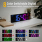 16-Inch RGB LED Digital Wall Clock with Remote Control, 8 Display Colors, Alarm, Auto DST & Indoor Temperature Display