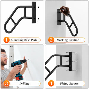 Heavy-Duty U-Shaped Stair Handrail for 1–3 Steps – Indoor & Outdoor Safety Grab Rail for Seniors & Adults
