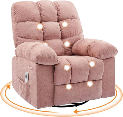 Power Lift Recliner Chair with Massage & Heat, Extra-Wide 360° Swivel Rocker with Adjustable Headrest, Footrest & Side Pockets