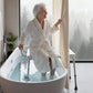 Tub Transfer Bench for Seniors – Height Adjustable Shower Chair with Armrest, Backrest & Curtain Slot, 400 lb Capacity