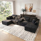 Oversized U-Shaped Modular Corduroy Sectional Sofa – Deep Seat Lounge Couch with Chaise, Center Console & Cup Holders, No Assembly