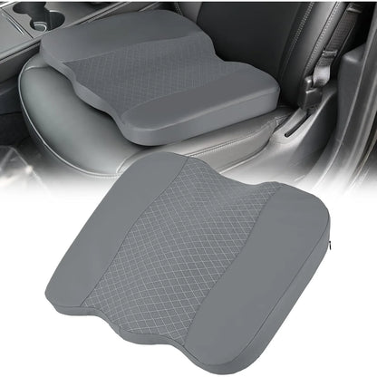 Breathable Leather Memory Foam Car Seat Cushion – Ergonomic Tailbone & Hip Pressure Relief Driving Pad with Mesh Support