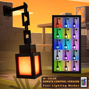 Portable Pixel-Style Lantern Night Light with 16 Colors for Tabletop and Holiday Décor