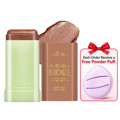 Blush Stick with Puff Applicator, Natural Matte Finish, Smooth Blendable Cheek Color, 9 Shades