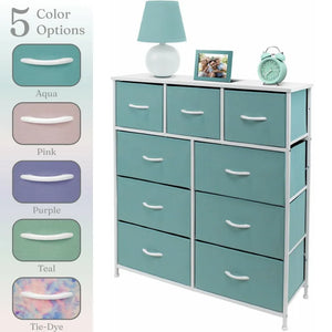 9-Drawer Nightstand Chest, Bedside Storage Dresser & Organizer for Bedroom, Home Office and Living Room