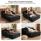 Oversized 66-Inch Chenille Chaise Lounge Chair, Cloud-Style Reading Chair with 3 Pillows for Living Room & Bedroom