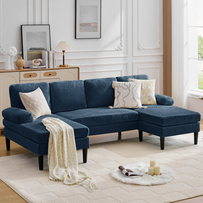 U-Shaped 4-Seater Sectional Sofa – Upholstered Lounge Sleeper Couch with Removable Cushions for Living Room