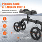 Folding Knee Scooter for Adults – Steerable All-Terrain Knee Walker, Height-Adjustable Handlebar, Solid Wheels, Carbon Steel Frame