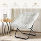 28-Inch Folding Saucer Chair – Soft Faux Fur Padded Lounge Reading Chair with Metal Frame for Living Room