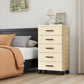 5-Drawer Rolling Storage Dresser with Wheels, Plastic Nightstand & Mobile Organizer Cabinet for Bedroom, Living Room & Office