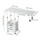 Height Adjustable Overbed Table with Storage Cabinet, 27.56–34.65 Inch Bedside Table with White Anti-Rust Metal Frame