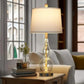 27.5-Inch Glass Table Lamps Set of 2 with Night Light, USB Charging Ports and AC Outlet, Modern Bedside Lamps