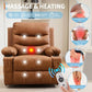 Swivel Rocker Recliner Chair with Massage & Heat – Reclining Lounge Chair with Cup Holder, Side & Front Storage Pockets