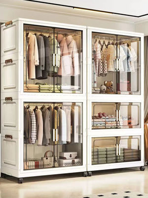 Large Foldable Storage Cabinet, Multi-Size Multifunctional Organizer with Folding Design for Bedroom, Home & Office