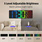18-Inch RGB LED Digital Wall Clock with Remote Control, Temperature & Date Display, Timer, Auto DST, Dimmable Brightness