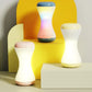 Cordless RGB LED Table Lamp with Touch Control, 360° Rotating Hourglass Design, Color-Changing Bedside Ambient Light