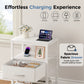 Nightstand with Fabric Drawer, LED Light Strip & Charging Station – Bedside End Table with Storage Cabinet