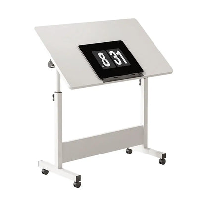 31.5-Inch Height Adjustable Overbed Table with Wheels, Mobile Rolling Laptop Desk for Home Office & Hospital, Black