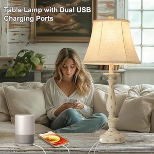 28.5-Inch Rustic Farmhouse Table Lamps, Set of 2, for Living Room and Bedroom