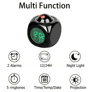 Digital Projection Alarm Clock with Voice Function, Snooze & Temperature Display, Adjustable Projector Desk Clock for Bedroom