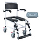 Shower Commode Wheelchair with 4 Locking Wheels – 3-Level Height Adjustable, Flip-Up Arms & Footrests, 5L Removable Bucket