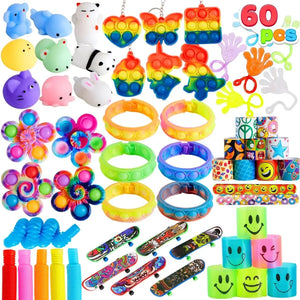 60-Pack Sensory Fidget Toy Set, Party Favors, Classroom Prizes & Stress Relief Toys for Adults