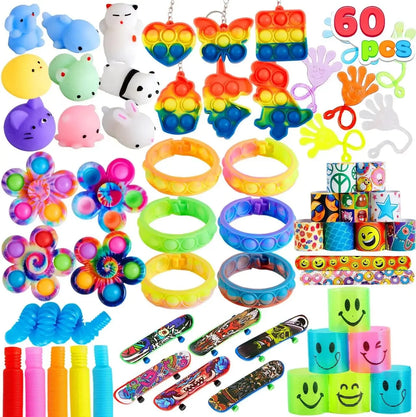 60-Pack Sensory Fidget Toy Set, Party Favors, Classroom Prizes & Stress Relief Toys for Adults