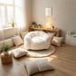 Large Petal Cloud Lounge Chair – Faux Rabbit Fur Upholstered Cozy Wrap-Arm Accent Sofa for Bedroom, Living Room & Gaming