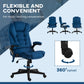 Executive Office Chair with Massage & Heat – 6-Point Vibration Velvet High Back Desk Chair with Reclining Backrest, Dark Blue
