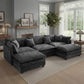 113.4-Inch Modular Cloud Sectional Sofa with Ottoman – Oversized Deep Seat Couch, Solid Wood Frame for Living Room