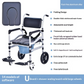 Portable Toilet Chair Alloy Commode with Wheels Foldable Shower Chair Convenient Adult Mobility Aid Bathroom Chair