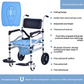 Portable Toilet Chair Alloy Commode with Wheels Foldable Shower Chair Convenient Adult Mobility Aid Bathroom Chair