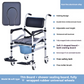 Portable Toilet Chair Alloy Commode with Wheels Foldable Shower Chair Convenient Adult Mobility Aid Bathroom Chair