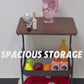 3-Tier Rolling Storage Cart with Wooden Tabletop, Metal Utility Organizer with Lockable Casters for Office, Bedroom & Dorm